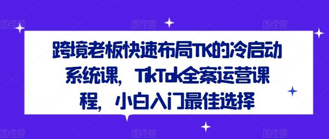 图片[1]-跨境老板快速布局TK的冷启动系统课，TikTok全案运营课程，小白入门最佳选择-天天学吧