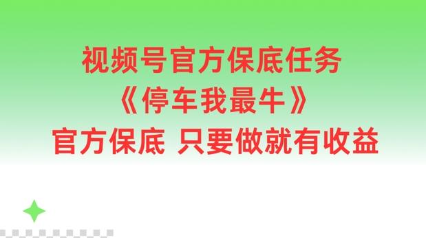 图片[1]-视频号官方保底任务，停车我最牛，官方保底只要做就有收益【揭秘】-天天学吧