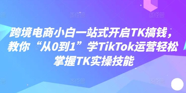 图片[1]-跨境电商小白一站式开启TK搞钱，教你“从0到1”学TikTok运营轻松掌握TK实操技能-天天学吧