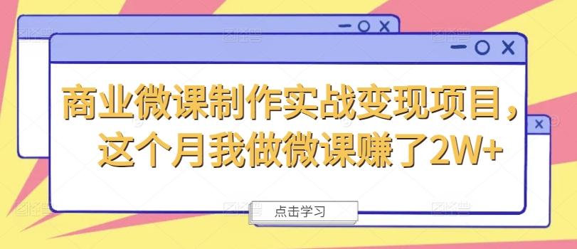 图片[1]-商业微课制作实战变现项目，这个月我做微课赚了2W+-天天学吧