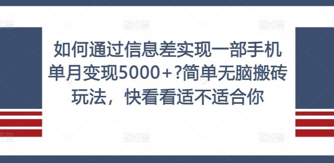 图片[1]-如何通过信息差实现一部手机单月变现5000+?简单无脑搬砖玩法，快看看适不适合你【揭秘】-天天学吧