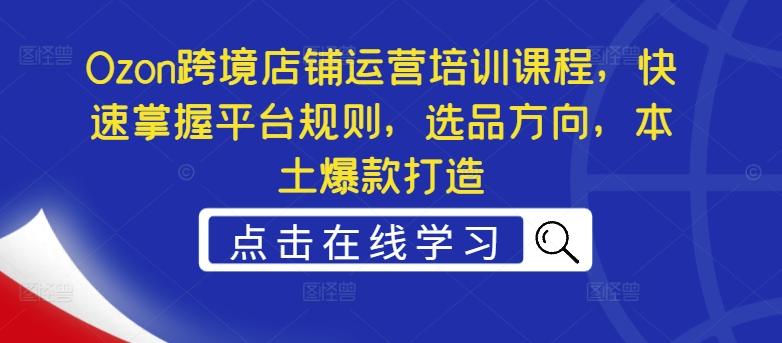 图片[1]-Ozon跨境店铺运营培训课程，快速掌握平台规则，选品方向，本土爆款打造-天天学吧