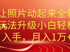 老照片动起来全新升级玩法，小白轻松上手，月入1W+-天天学吧