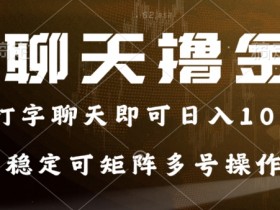 0门槛费用的聊天撸金，打字聊天即可日入100+，稳定可矩阵多号操作-天天学吧