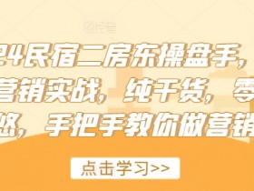 2024民宿二房东操盘手，民宿营销实战，纯干货，零忽悠，手把手教你做营销-天天学吧