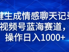 一键生成情感聊天记录视频，视频号蓝海赛道，简单操作日入1k-天天学吧