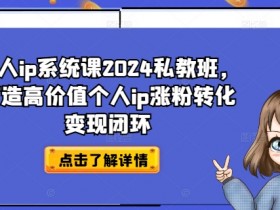 个人ip系统课2024私教班，打造高价值个人ip涨粉转化变现闭环-天天学吧