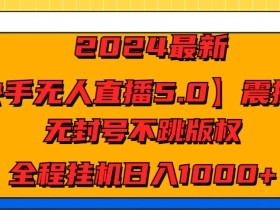 2024最新【快手无人直播5.0】震撼上线，无封号不跳版权，全程挂JI日入几张-天天学吧