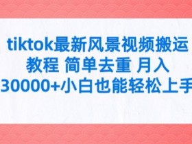 tiktok最新风景视频搬运教程 简单去重 月入3W+小白也能轻松上手【揭秘】-天天学吧