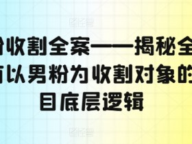 男粉收割全案——揭秘全网所有以男粉为收割对象的项目底层逻辑-天天学吧