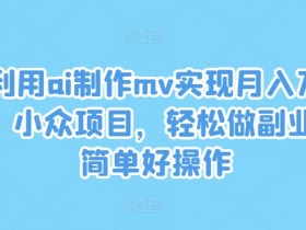 利用ai制作mv实现月入万+，小众项目，轻松做副业，简单好操作【揭秘】-天天学吧