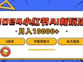 2024年小红书最新项目，AI蓝海赛道，可矩阵，0成本，小白也能轻松月入1w【揭秘】-天天学吧