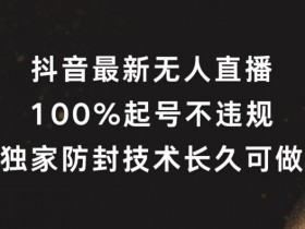 抖音最新无人直播，100%起号，独家防封技术长久可做【揭秘】-天天学吧