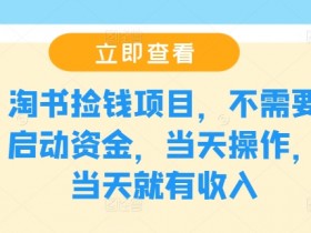 淘书捡钱项目，不需要启动资金，当天操作，当天就有收入-天天学吧