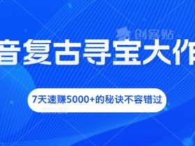 抖音复古寻宝大作战，7天速赚5000+的秘诀不容错过【揭秘】-天天学吧