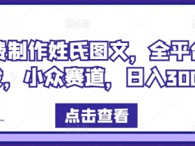 免费制作姓氏图文，全平台可发，小众赛道，日入300+【揭秘】-天天学吧