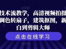 剪辑技术流教学，高清视频拍摄以及视频调色转扇子，建筑抠图，新人小白到剪辑大师-天天学吧