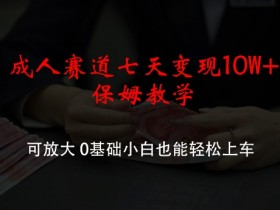 成人赛道七天变现10W+保姆教学，可放大，0基础小白也能轻松上车【揭秘】-天天学吧