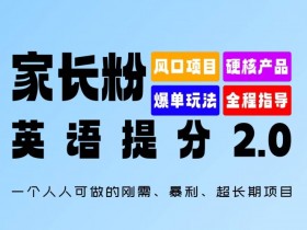 家长粉：英语提分 2.0，一个人人可做的刚需、暴利、超长期项目【揭秘】-天天学吧