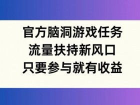 官方脑洞游戏任务，流量扶持新风口，只要参与就有收益【揭秘】-天天学吧