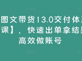 抖音图文带货13.0交付体系课【新课】，快速出单拿结果，高效做账号-天天学吧