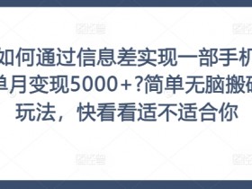 如何通过信息差实现一部手机单月变现5000+?简单无脑搬砖玩法，快看看适不适合你【揭秘】-天天学吧