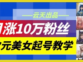 云天二次元美女起号教学，月涨10万粉丝，不判搬运-天天学吧