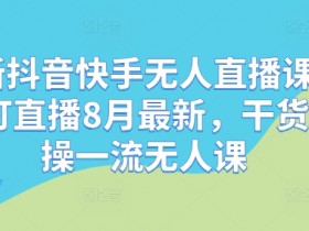 最新抖音快手无人直播课，钉钉直播8月最新，干货实操一流无人课-天天学吧