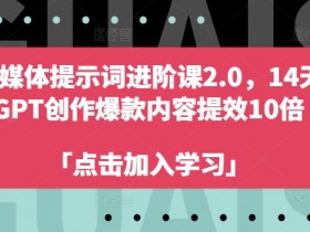 AI自媒体提示词进阶课2.0，14天用 GPT创作爆款内容提效10倍-天天学吧