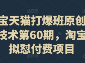 淘宝天猫打爆班原创高阶技术第60期，淘宝虚拟怼付费项目-天天学吧