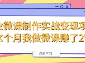 商业微课制作实战变现项目，这个月我做微课赚了2W+-天天学吧