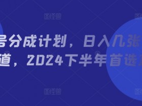 视频号分成计划，日入几张，热点赛道，2024下半年首选项目-天天学吧