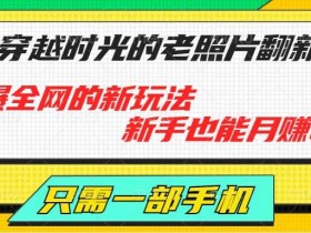 穿越时光的老照片翻新，火爆全网的新玩法，新手也能月赚2W+，只需一部手机轻松搞定!-天天学吧