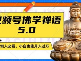 视频号佛学禅语5.0，纯原创视频，每天1-2小时，保底月入过W，适合宝妈、上班族、大学生【揭秘】-天天学吧