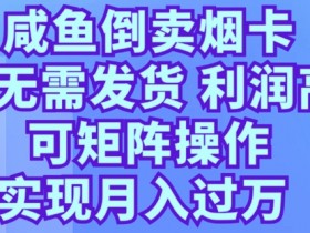 咸鱼倒卖烟卡，无需发货，利润高，可矩阵操作，实现月入过万-天天学吧