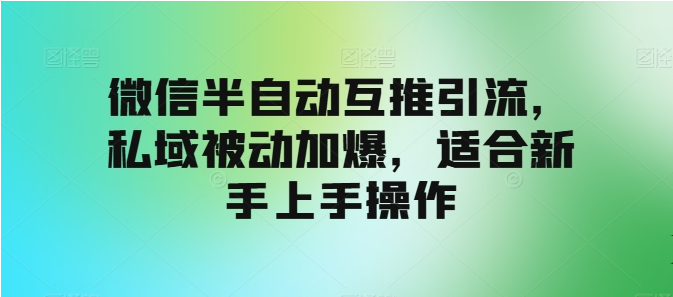 微信半自动互推引流，私域被动加爆，适合新手上手操作-天天学吧