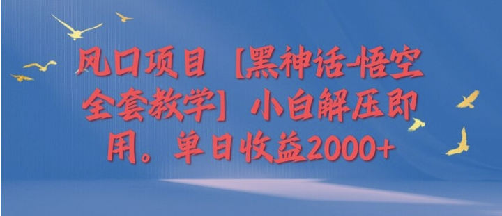 风口项目【黑神话-悟空全套教学】小白解压即用，单日收益2k-天天学吧