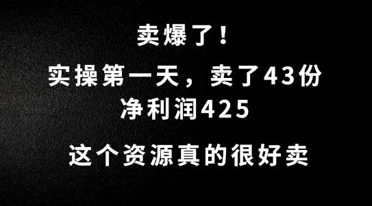 图片[1]-这个资源，需求很大，实操第一天卖了43份，净利润425【揭秘】-天天学吧