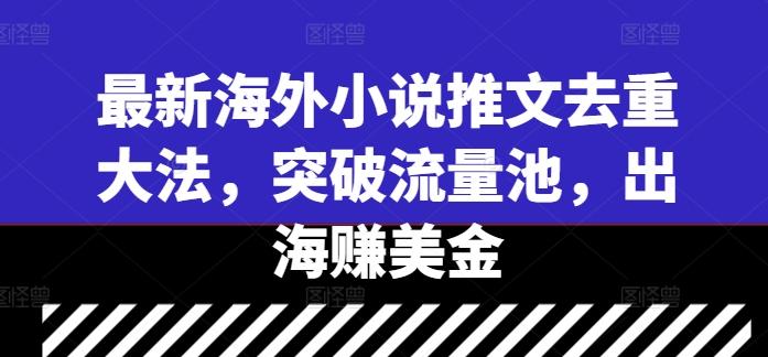 图片[1]-最新海外小说推文去重大法，突破流量池，出海赚美金-天天学吧