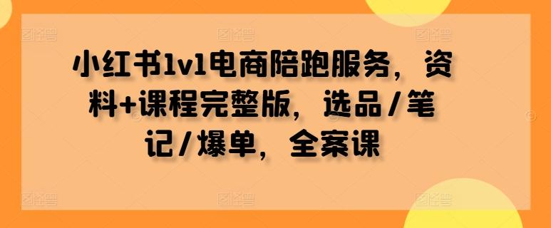 图片[1]-小红书1v1电商陪跑服务，资料+课程完整版，选品/笔记/爆单，全案课-天天学吧