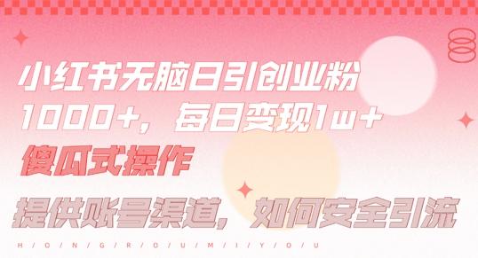 图片[1]-小红书无脑每日引流创业粉500+，小白每天只花半小时，躺赚长尾收益【揭秘】-天天学吧