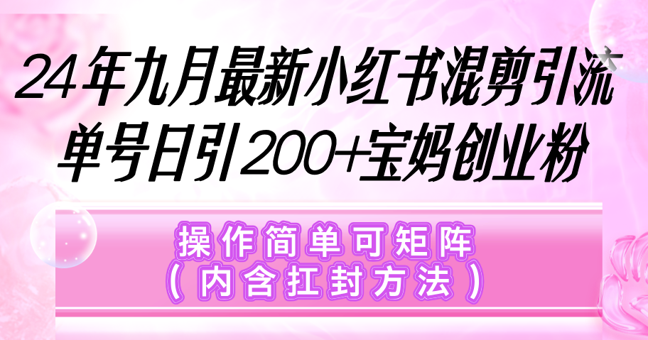 图片[1]-小红书混剪引流，单号日引200+宝妈创业粉，操作简单可矩阵（内含扛封…-天天学吧