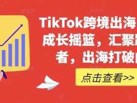 TikTok跨境出海电商人成长摇篮，汇聚跨境强者，出海打破内卷-天天学吧