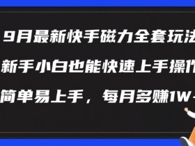 9月最新快手磁力玩法，新手小白也能操作，简单易上手，每月多赚1W+【揭秘】-天天学吧