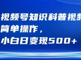 视频号知识科普视频，简单操作，小白日变现500+【揭秘】-天天学吧