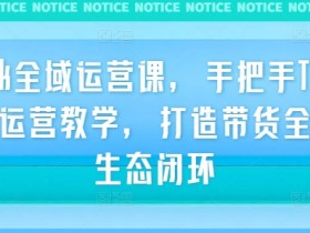 TikTok全域运营课，手把手TikTok实战运营教学，打造带货全链路生态闭环-天天学吧