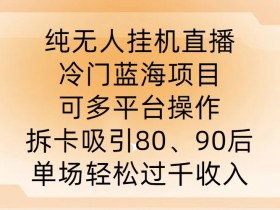 纯无人挂JI直播，冷门蓝海项目，可多平台操作，拆卡吸引80、90后，单场轻松过千收入【揭秘】-天天学吧