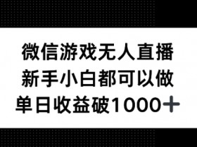 微信游戏无人直播，新手小白都可以做，单日收益破1k【揭秘】-天天学吧