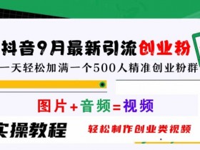 抖音9月最新引流创业粉，轻松制作创业类视频，一天轻松加满一个500人精准创业粉群【揭秘】-天天学吧