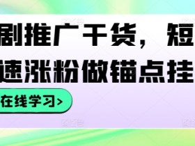 短剧推广干货，短剧快速涨粉做锚点挂载-天天学吧